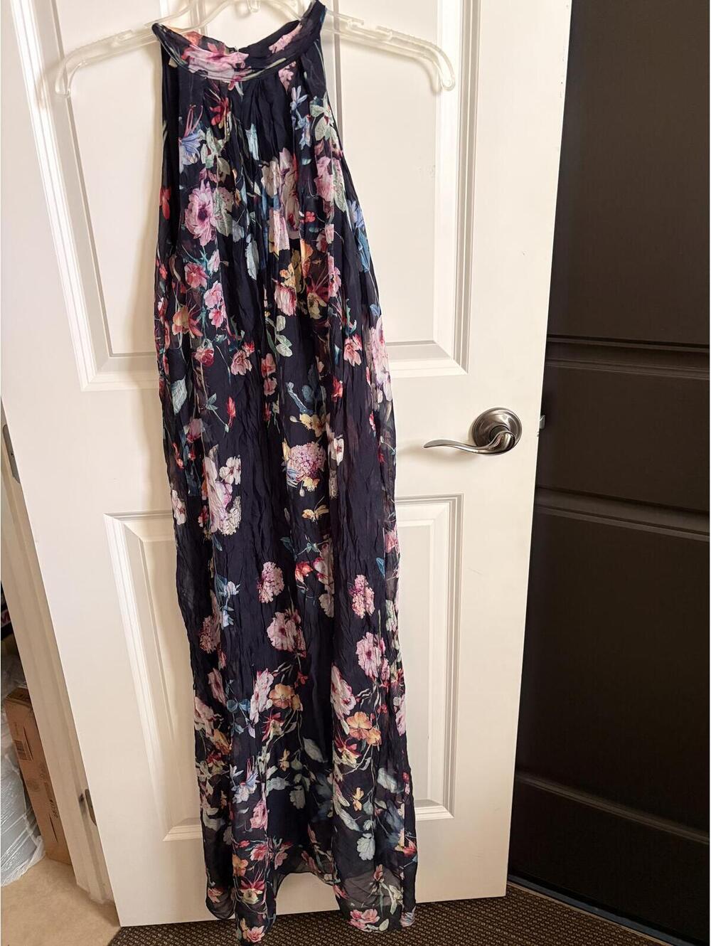 Bellissima Navy Floral Maxi Dress Lightweight Elegant Cottagecore S